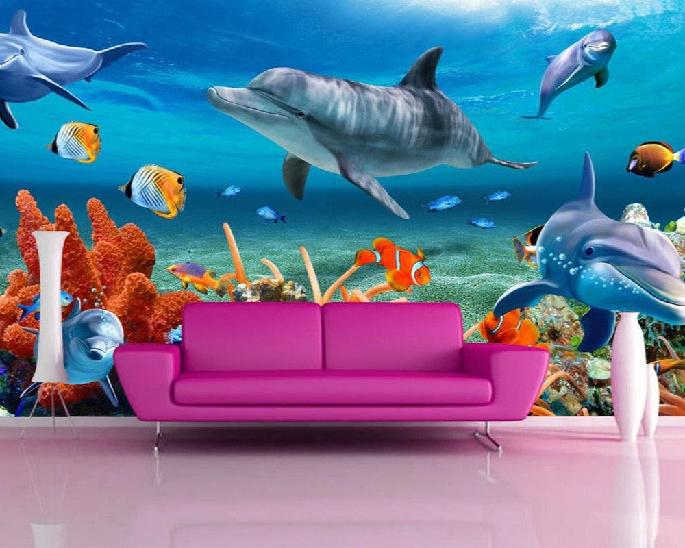 3D Wallpaper Dolphin Aquarium